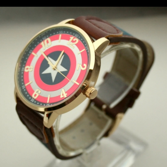 Comics Captain America Shield Watch Men's Dress New Box Strap - Picture 4 of 6